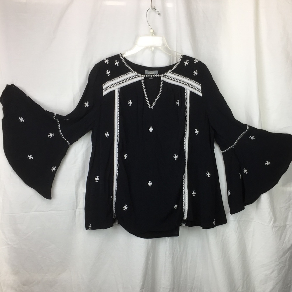 Neiman Marcus sheer black top BOHO Gypsy hippie